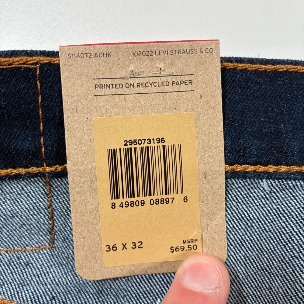NEW Levi's 502 Taper Jeans 36x32 Dark Wash Indigo Blue Stretch USA Cowboy